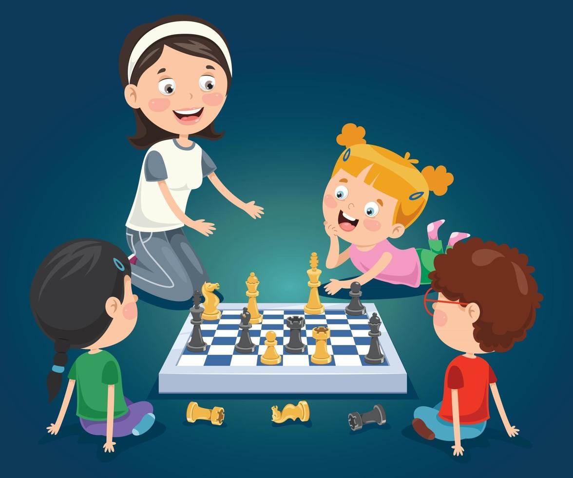 Chess Game Board And Pieces vector