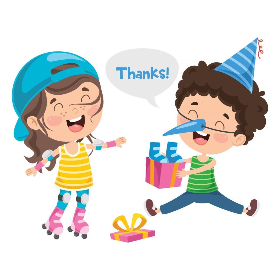 Thank You Illustration With Cartoon Characters vector