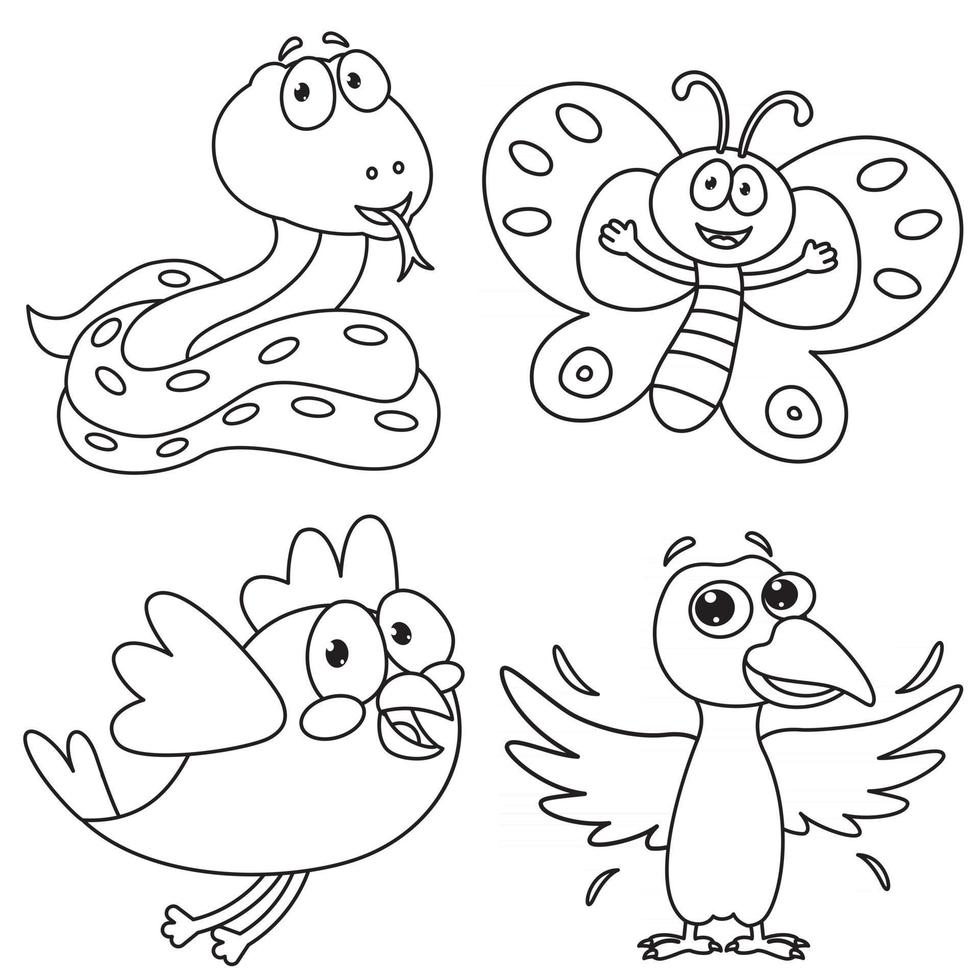 Coloring Page Of Cartoon Animals 2710703 Vector Art at Vecteezy