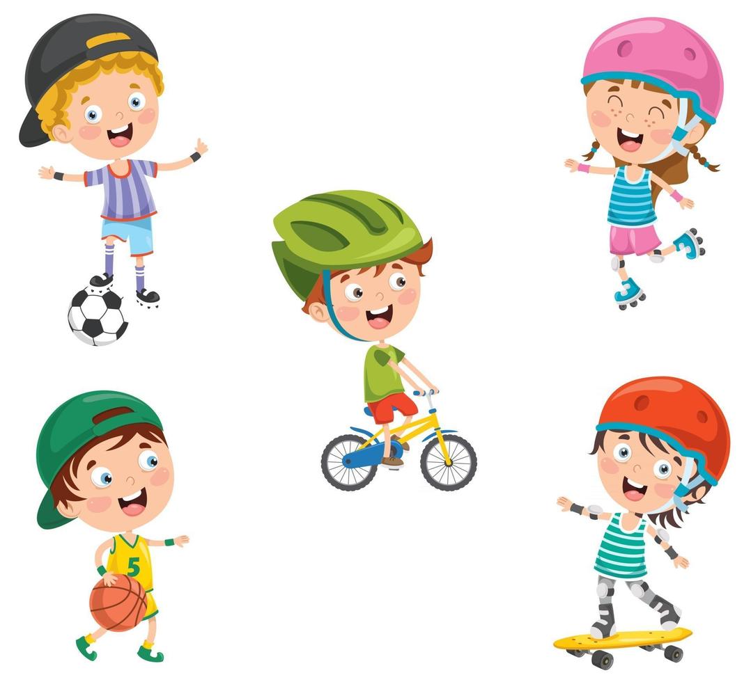 Happy Little Children Making Sport vector