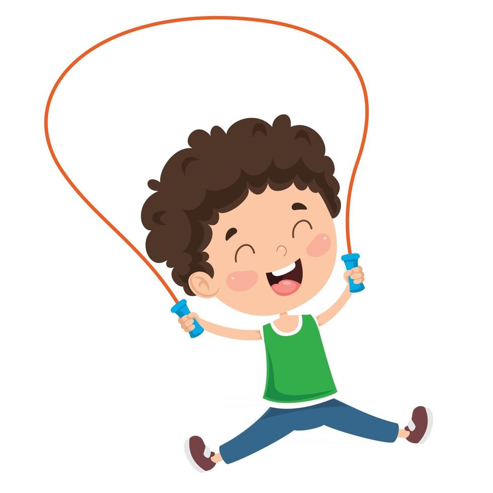 Little Happy Kid Skipping Rope vector