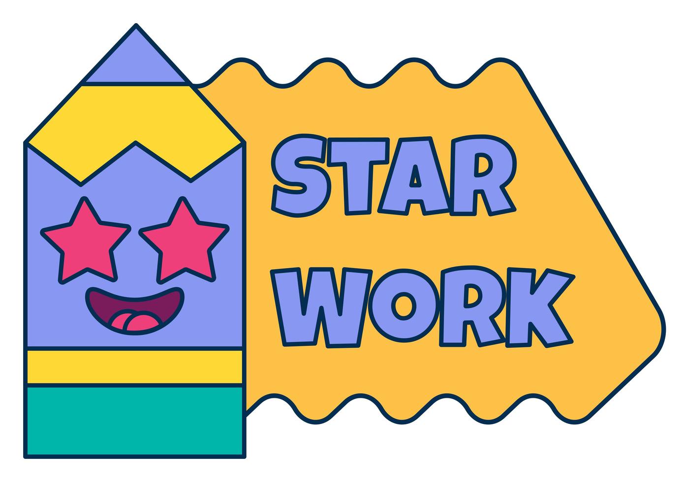 Star work teacher reward sticker, school award vector