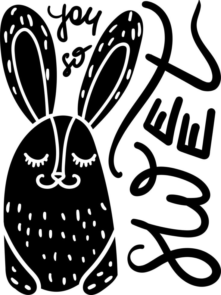 Cute bunny hand drawn illustration vector