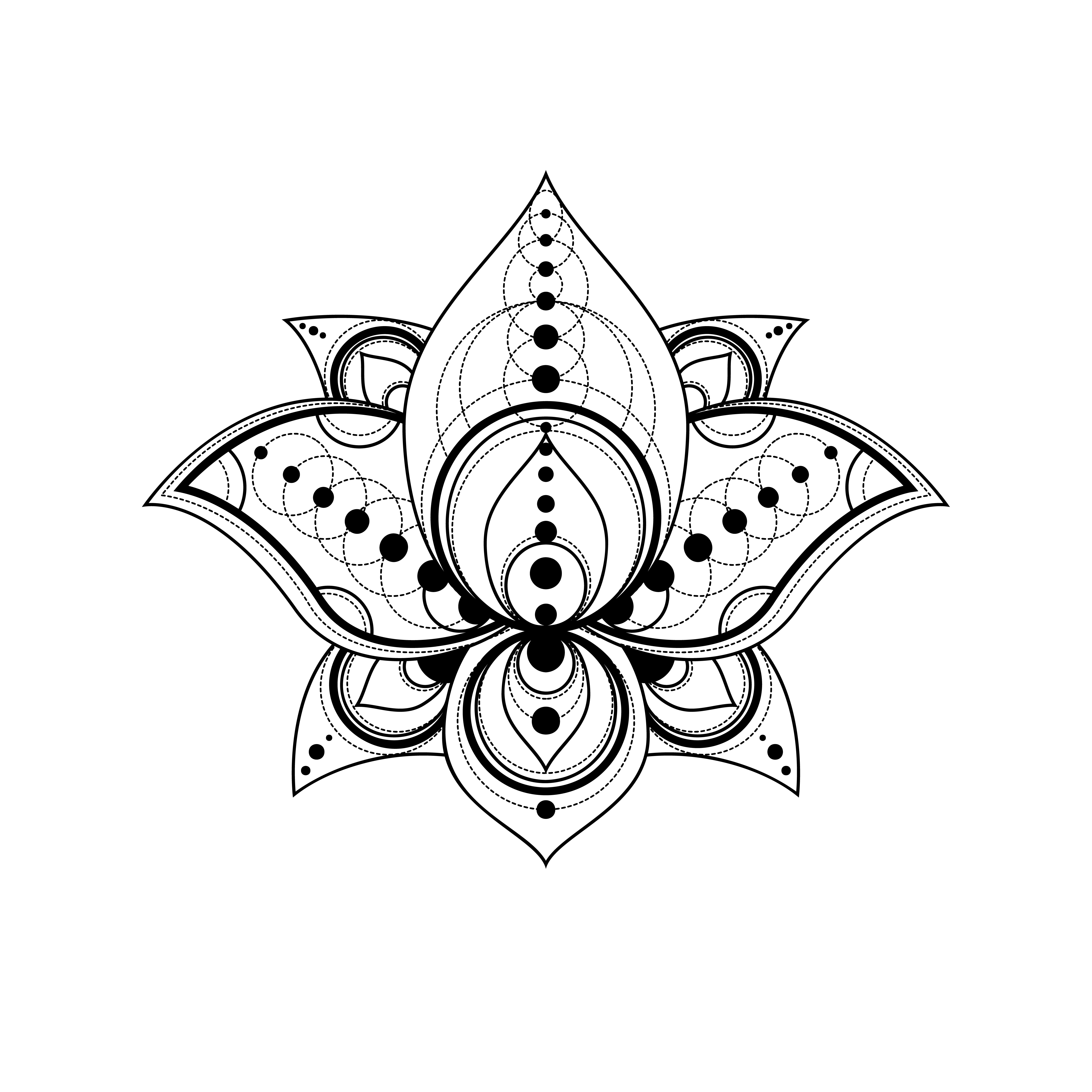 Lotus flower with geometric ornament vector linear illustration 2710783