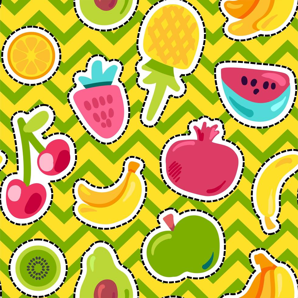 Tropical fruits, berries vector seamless pattern