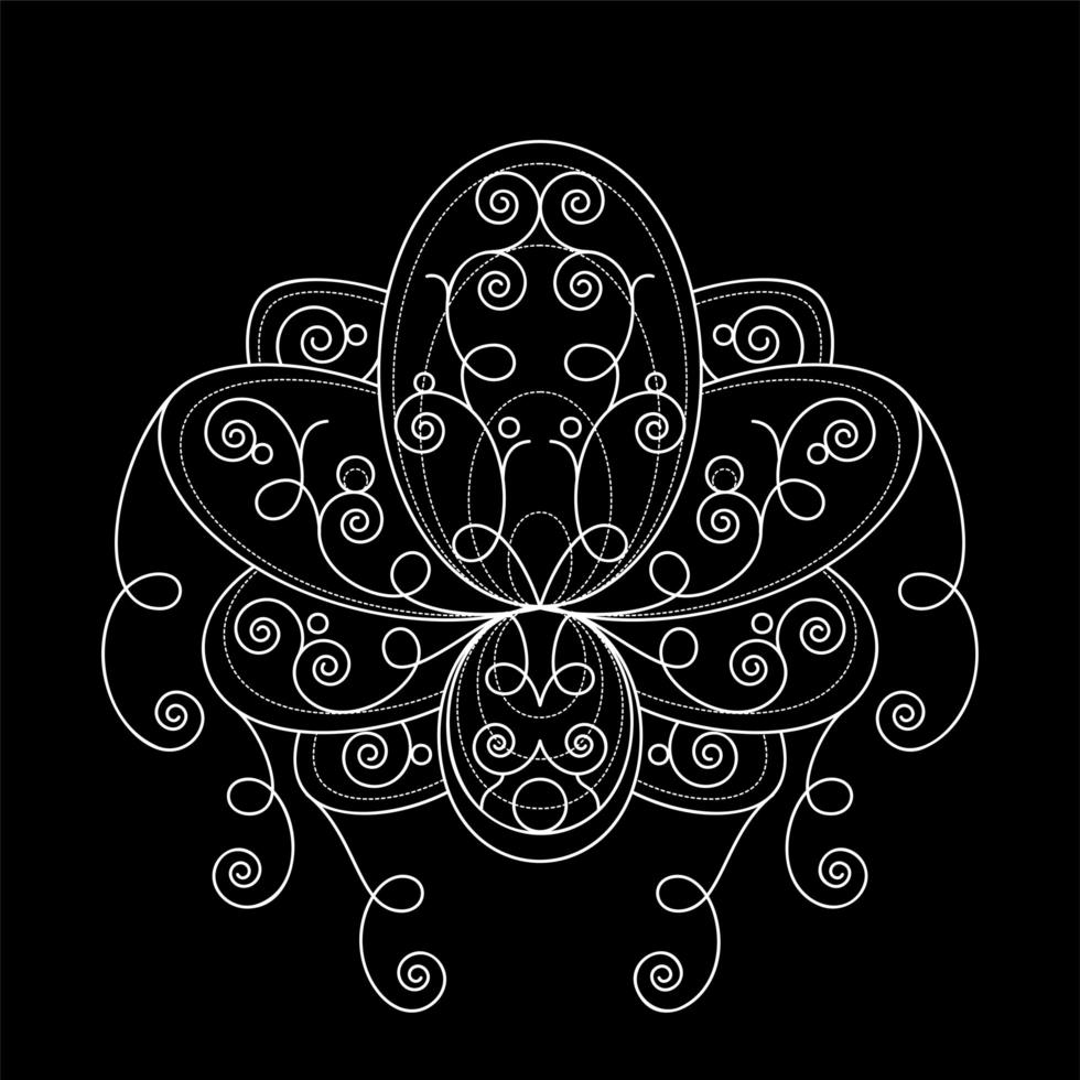 Lotus flower with geometric ornament vector linear illustration