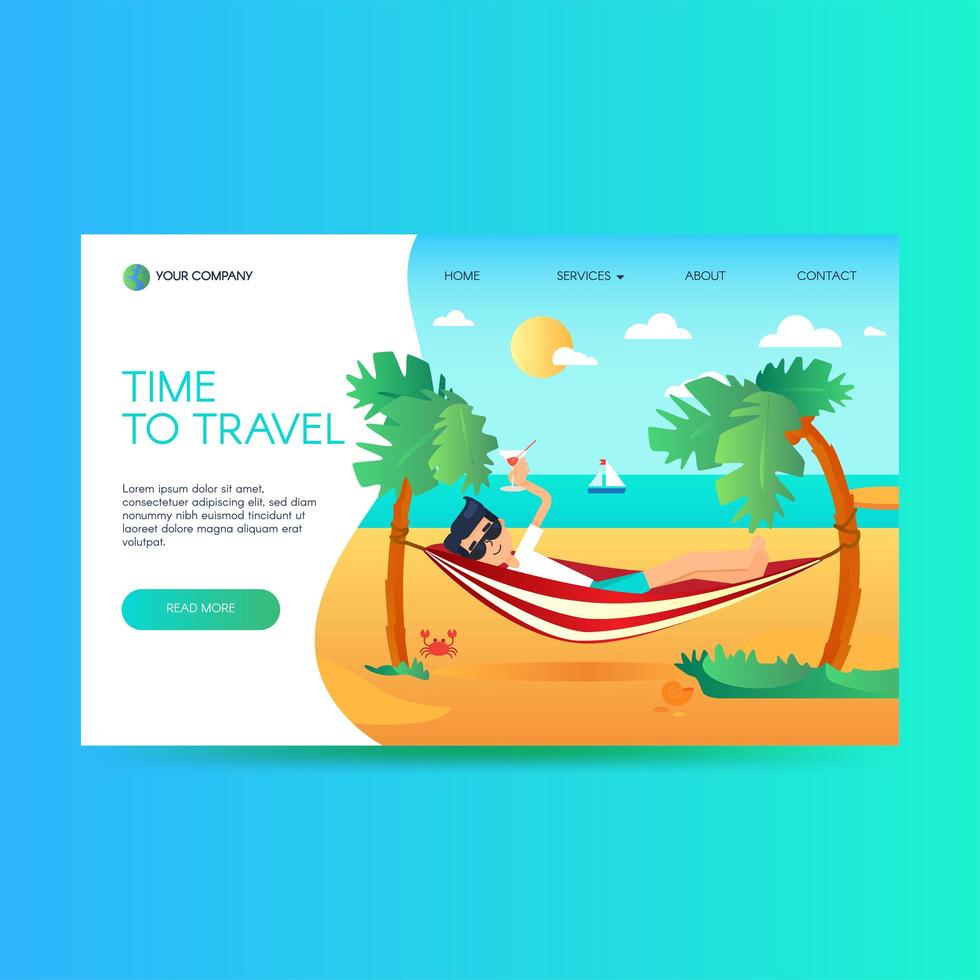 Travel agency website homepage template vector