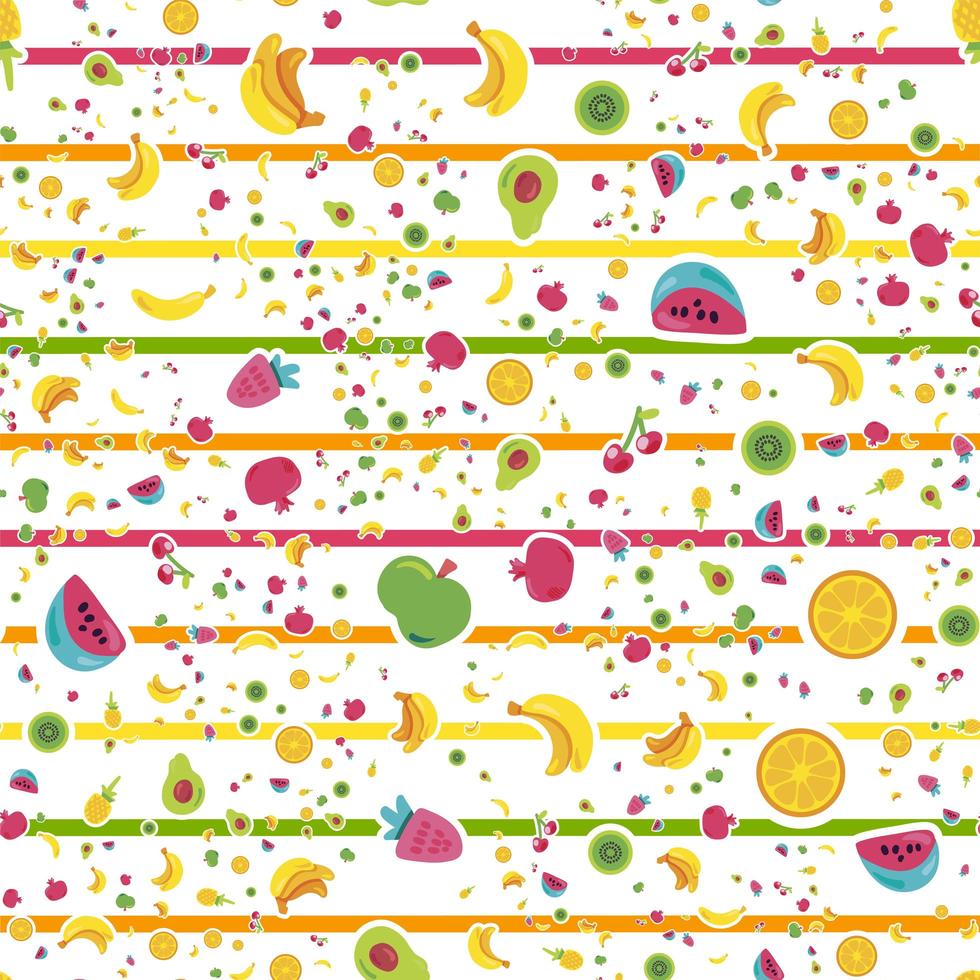 Exotic summer fruits vector seamless pattern