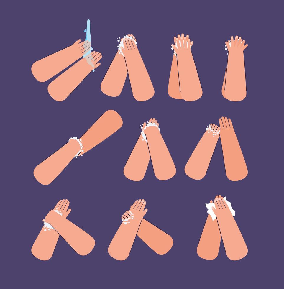 clean hands icons vector