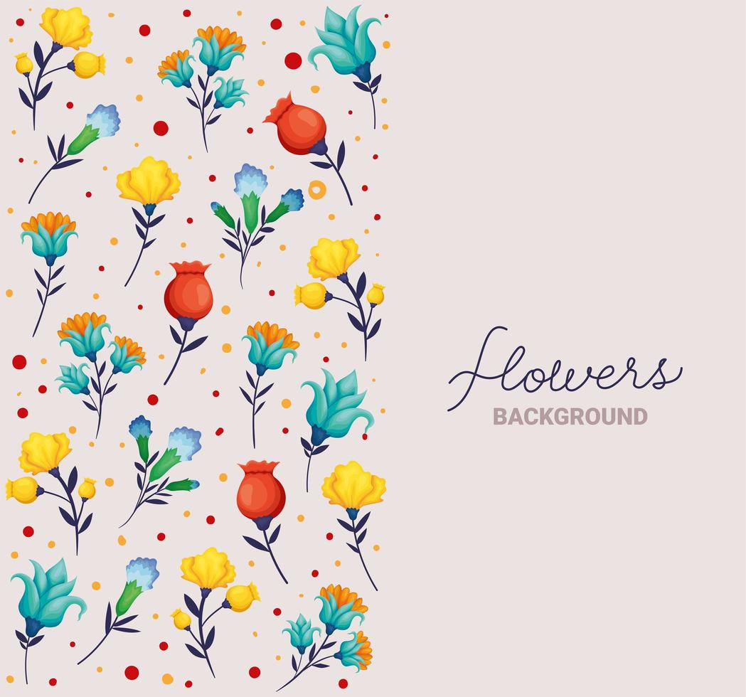 flowers background lettering vector
