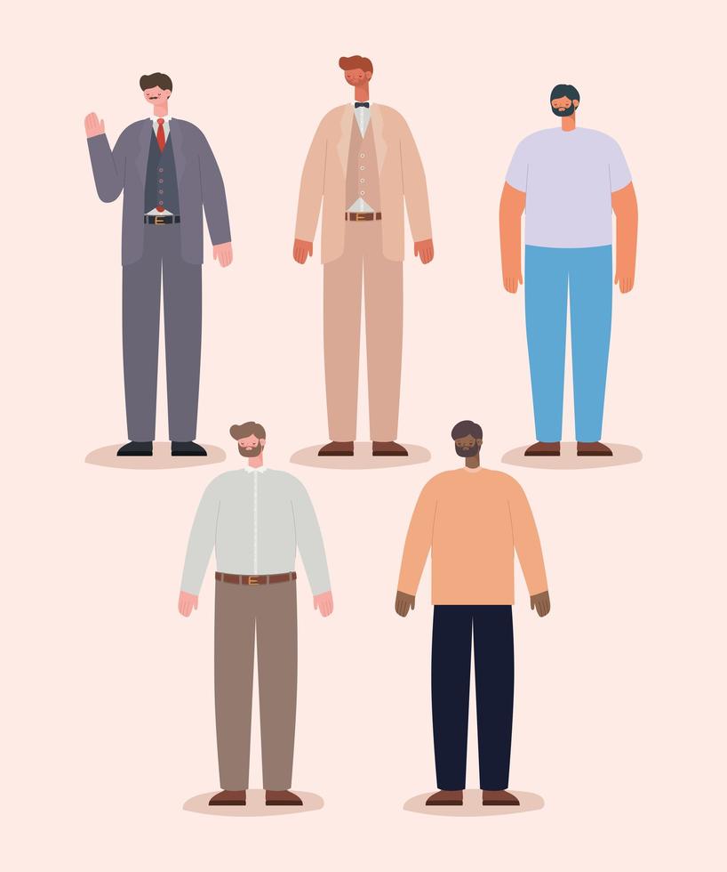 five men icons vector