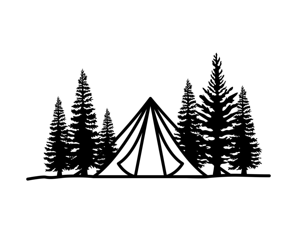 cute tent silhouette vector