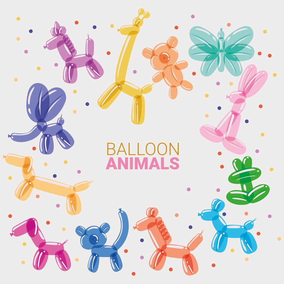 tarjeta de globos de animales vector