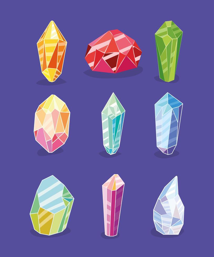 crystals icons set vector