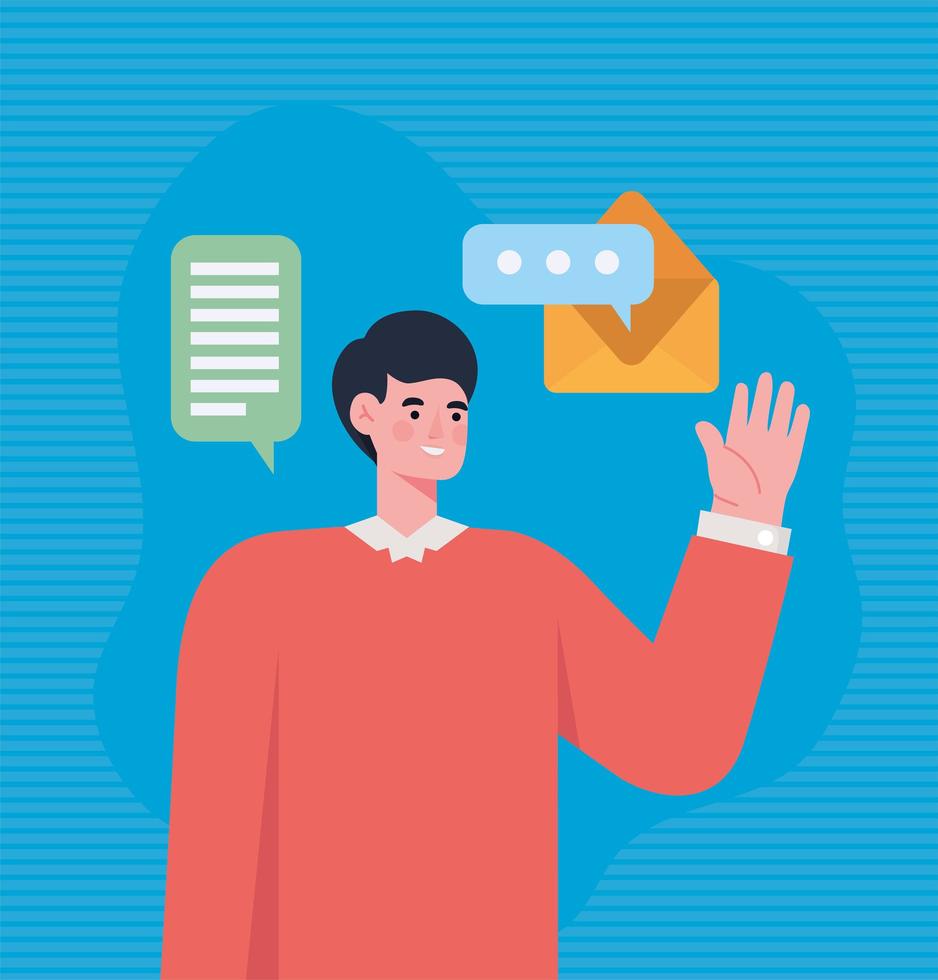 man and messages vector