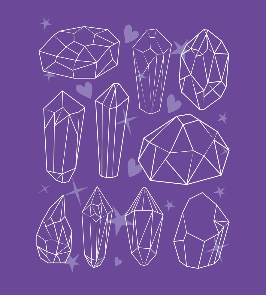 cute crystals lines vector