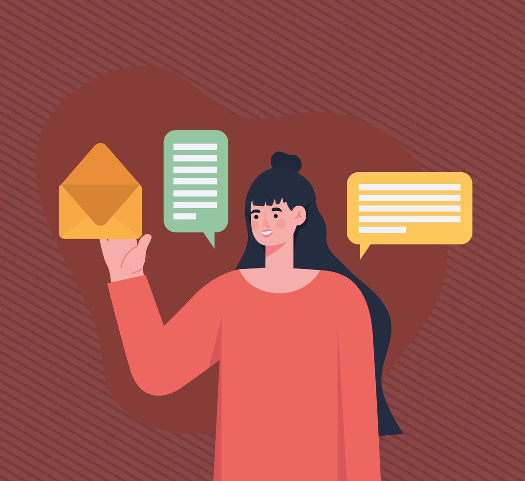 woman and messages vector