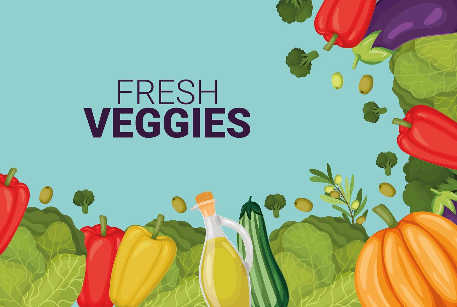 fresh veggies card vector