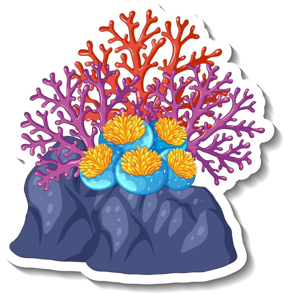 una plantilla de pegatina con elemento de mar de coral aislado vector