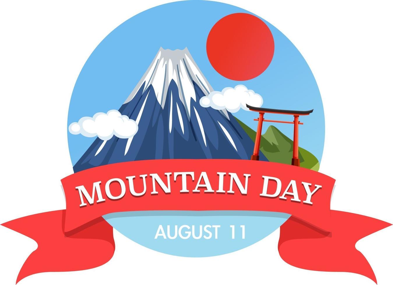 día de la montaña el 11 de agosto banner con monte fuji aislado vector