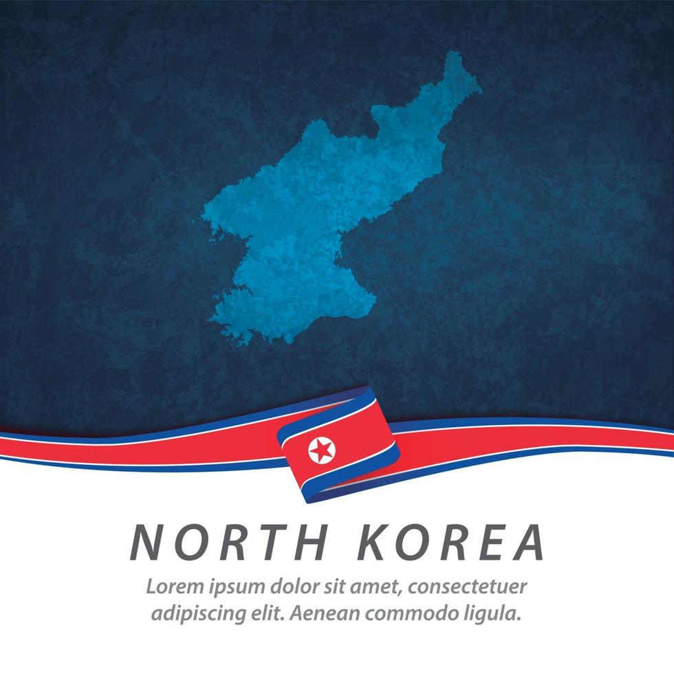North Korea flag with map vector