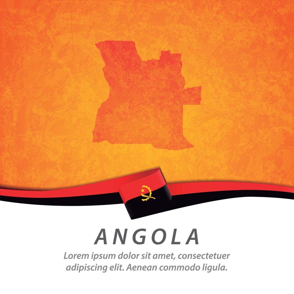 Angola flag with map vector