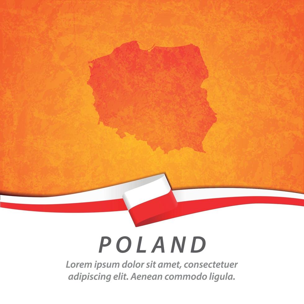 bandera de polonia con mapa vector