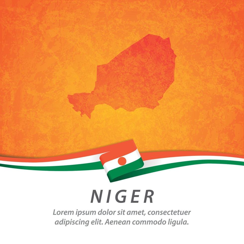 Niger flag with map vector