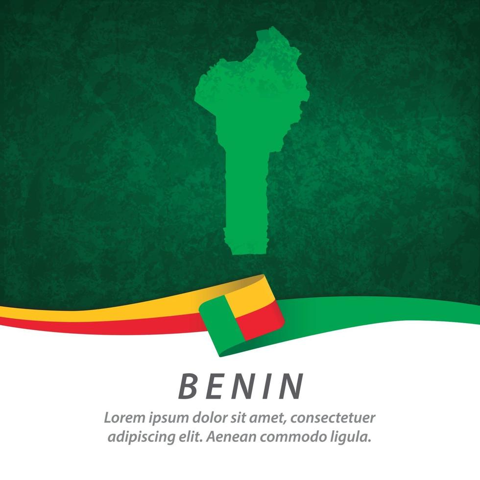 Benin flag with map vector