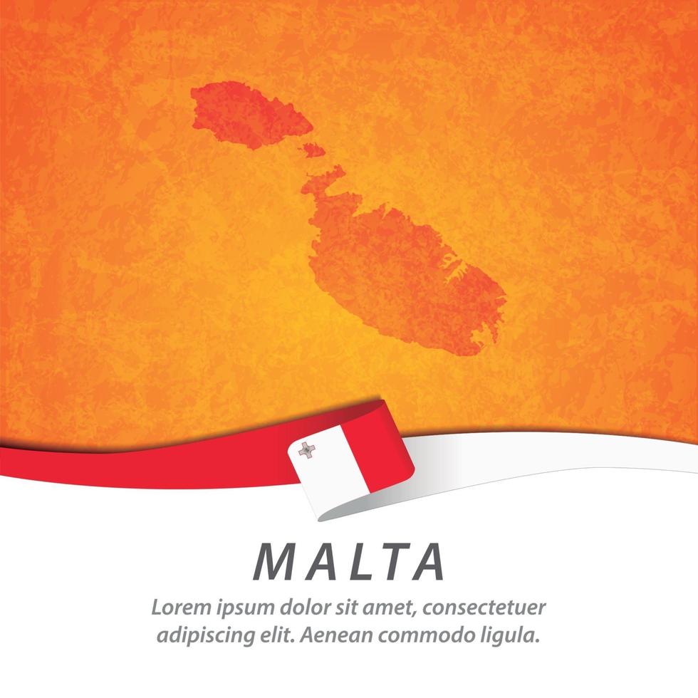 Malta flag with map vector
