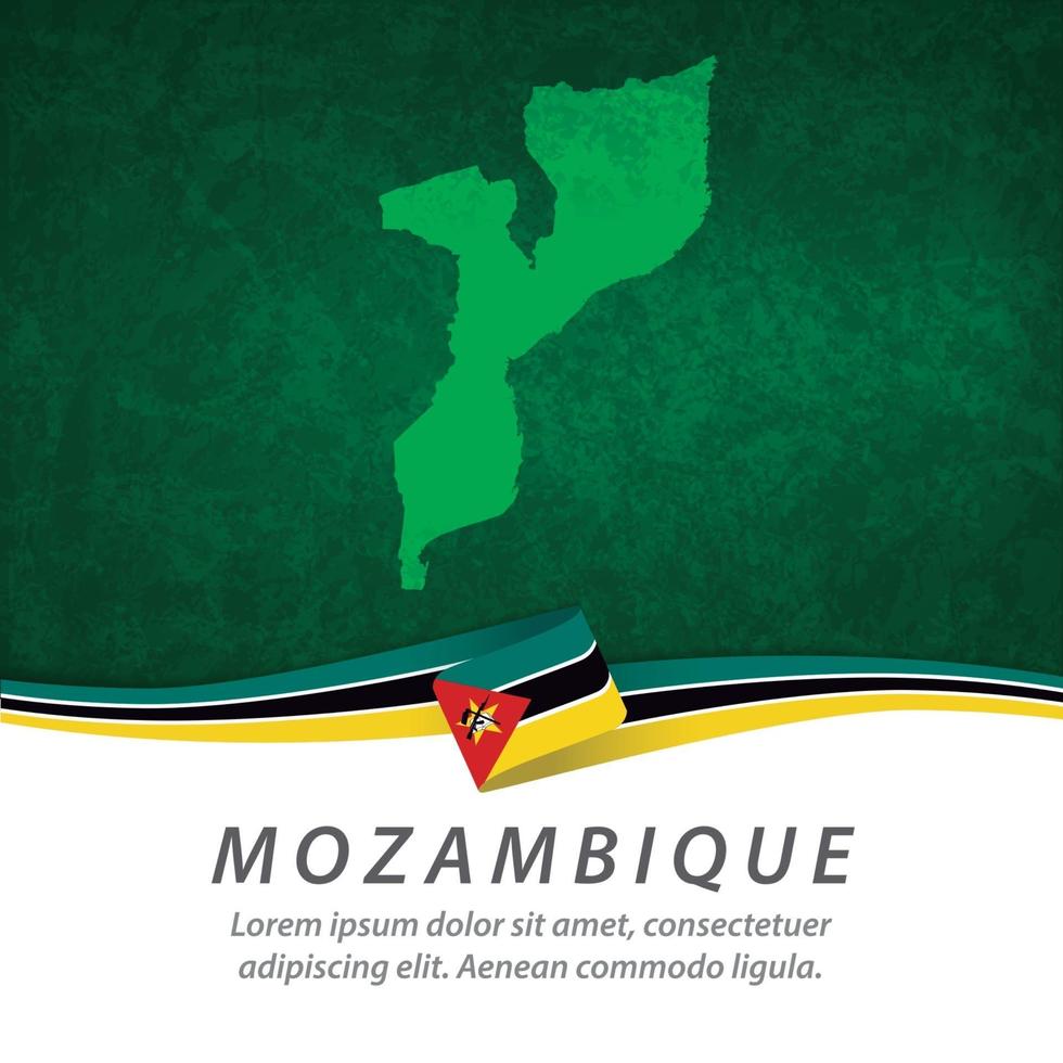 bandera de mozambique con mapa vector