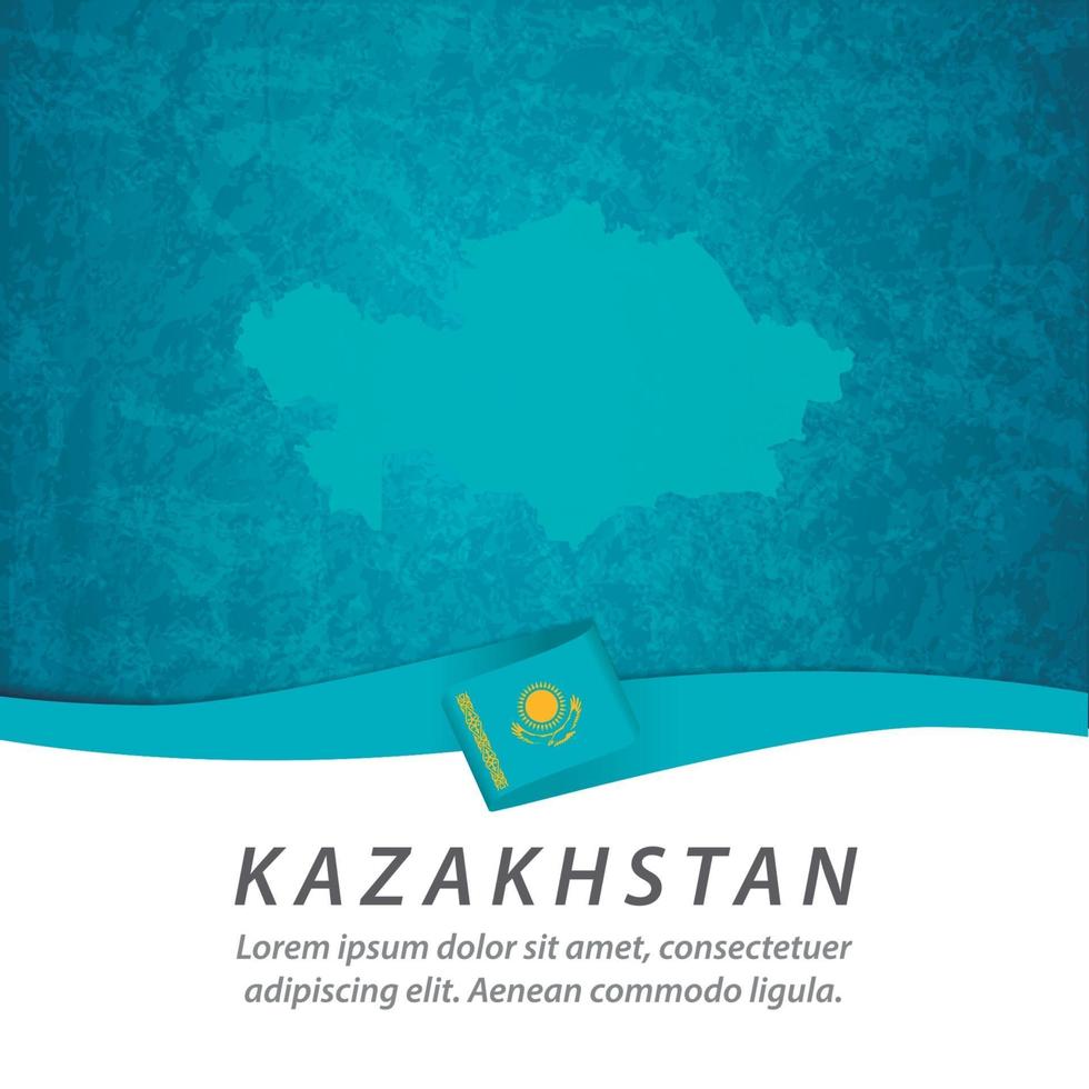 bandera de kazajstán con mapa vector