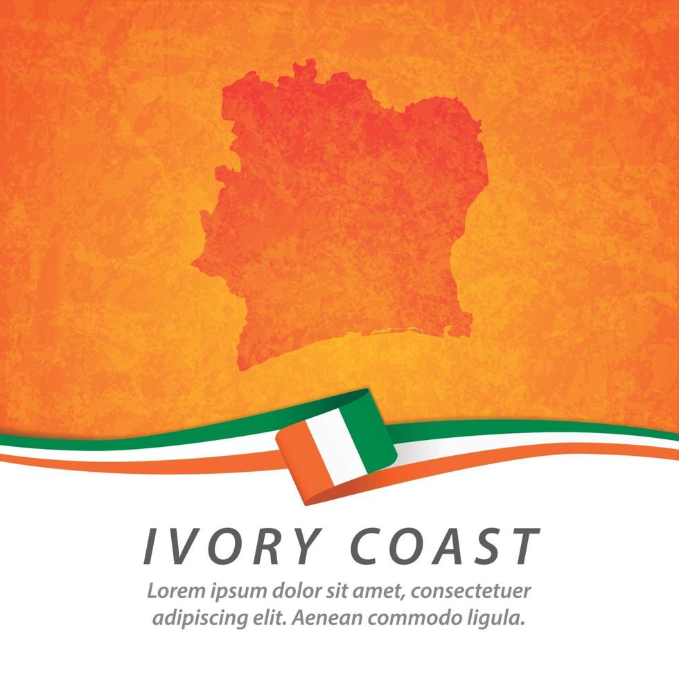 Ivory Coast flag with map vector