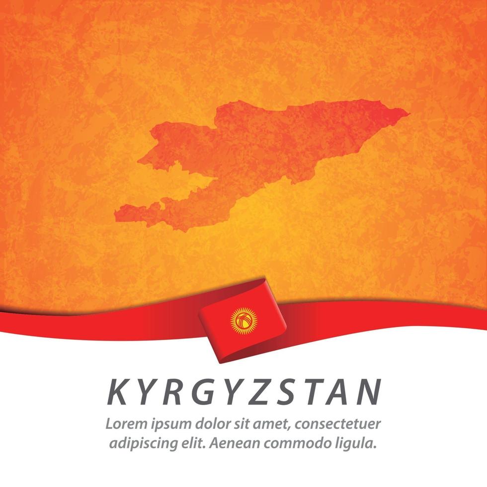 Kyrgyzstan flag with map vector
