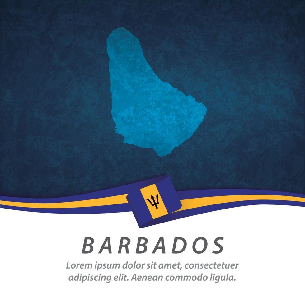 Barbados flag with map vector