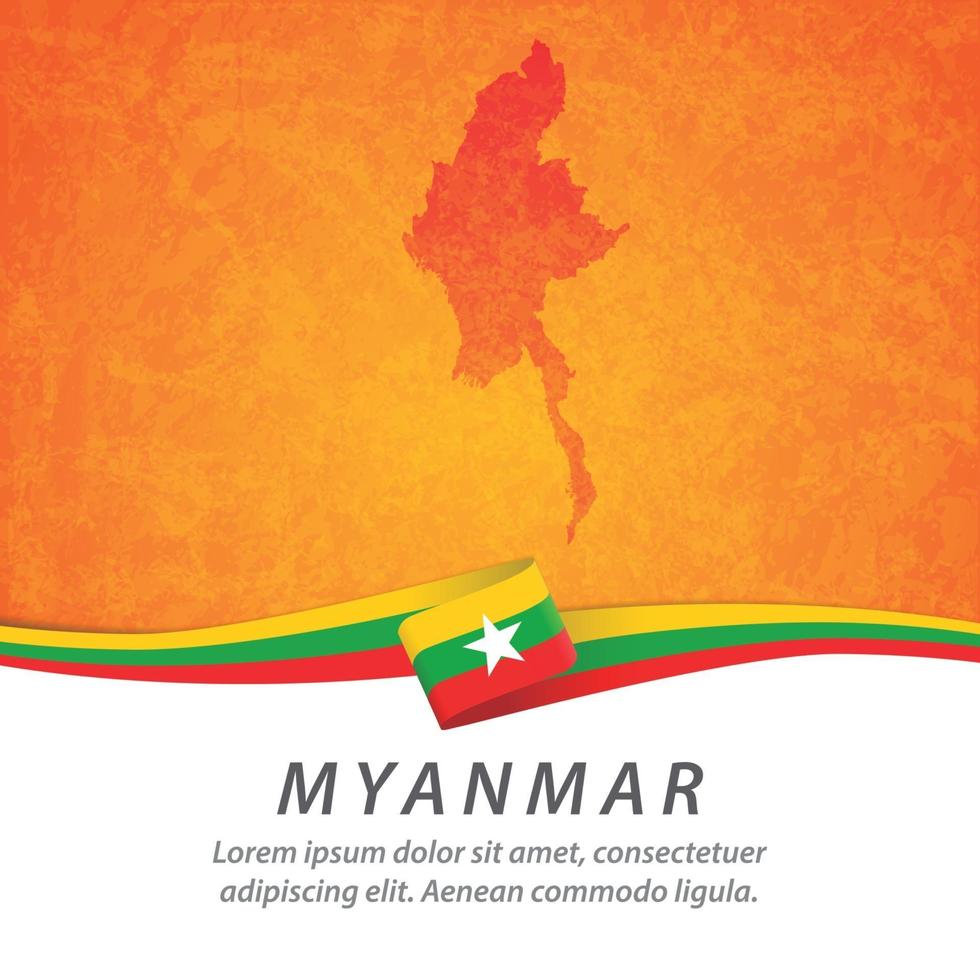 Myanmar flag with map vector