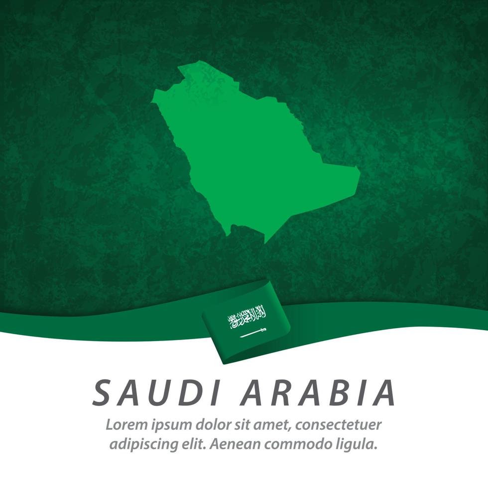 Saudi Arabia flag with map vector