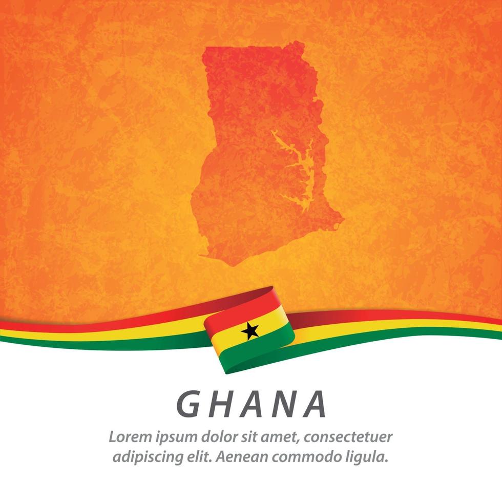 Ghana flag with map vector