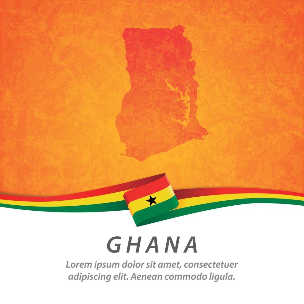 bandera de ghana con mapa vector