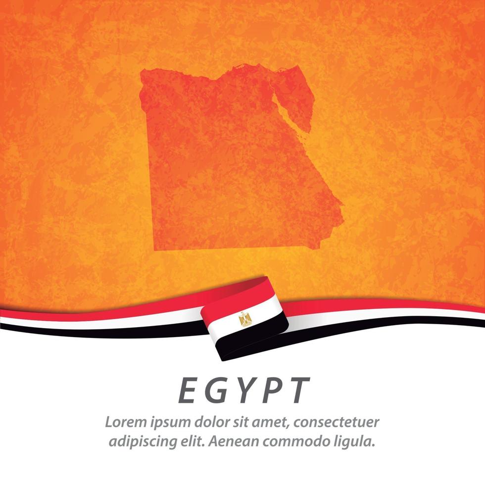 bandera de egipto con mapa vector