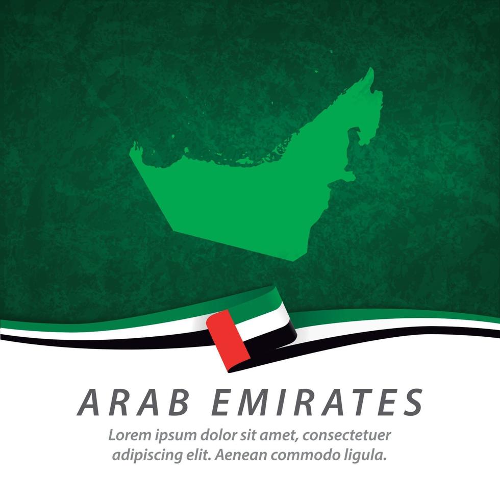 Arab Emirates flag with map vector