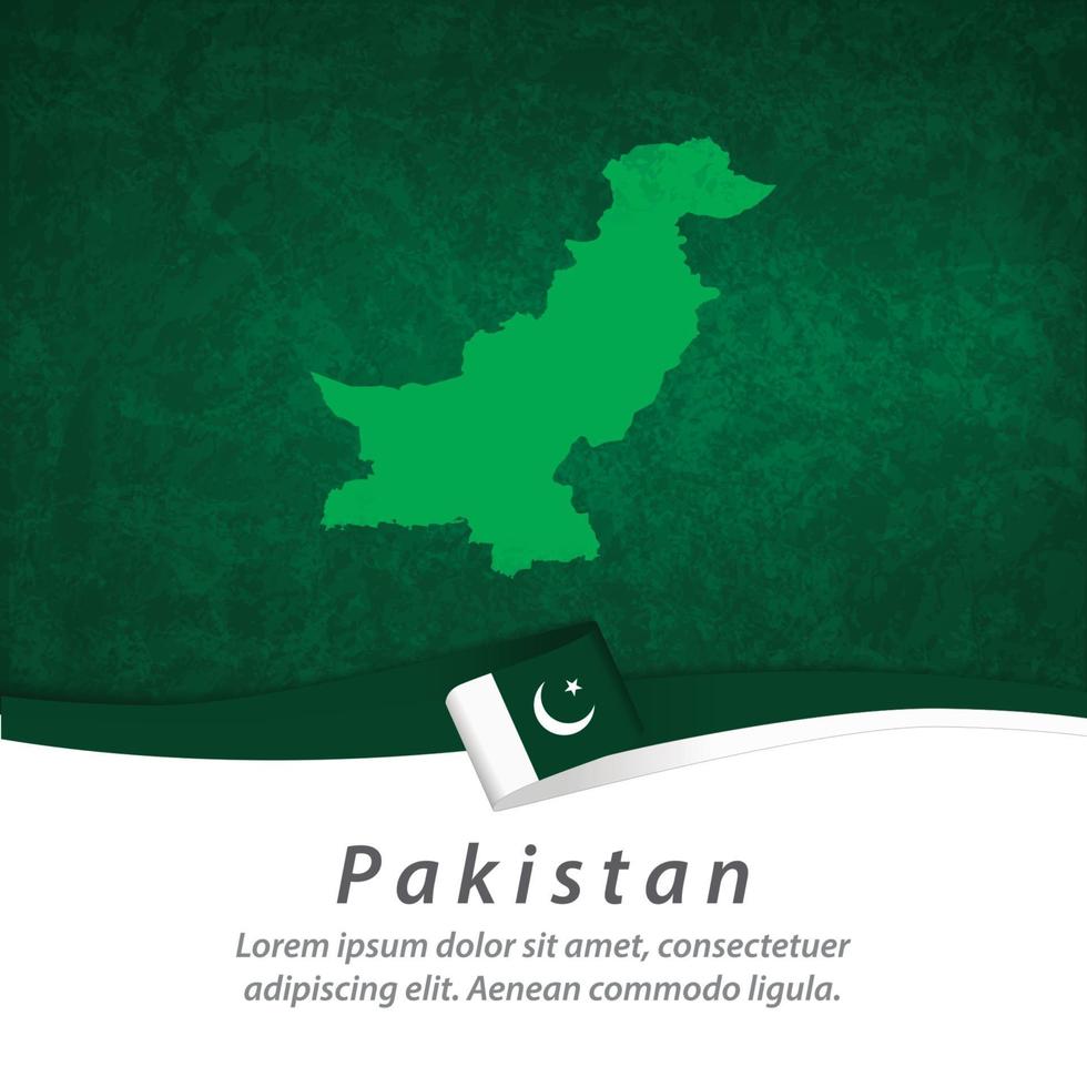 bandera de pakistán con mapa vector