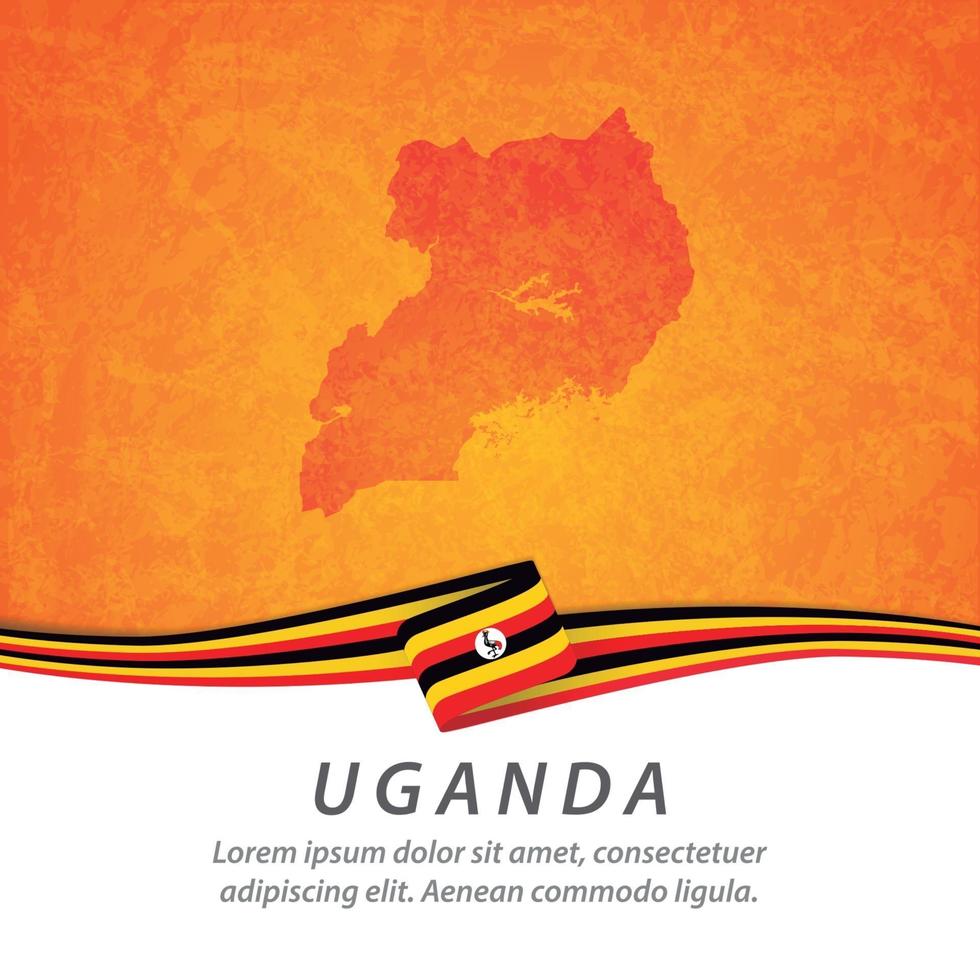Uganda flag with map vector