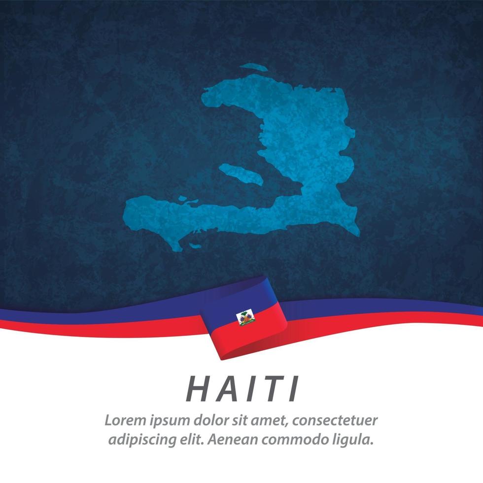 Haiti flag with map vector