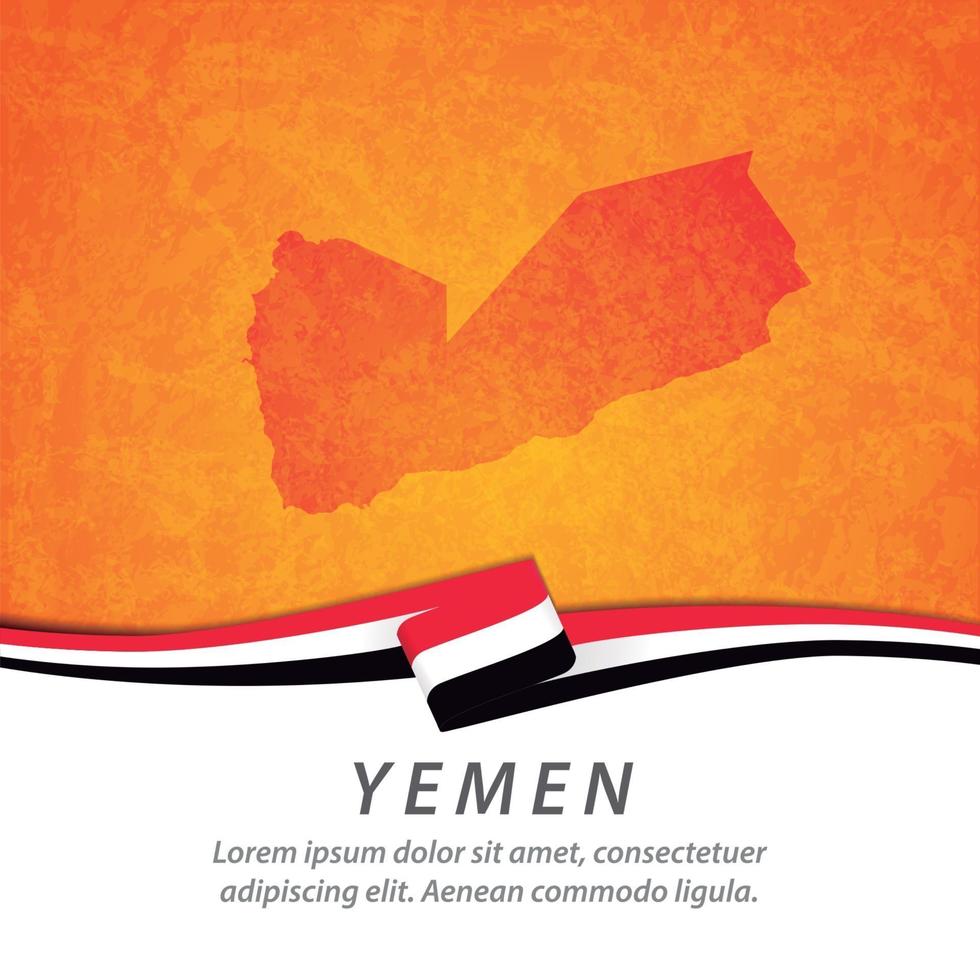 bandera de yemen con mapa vector