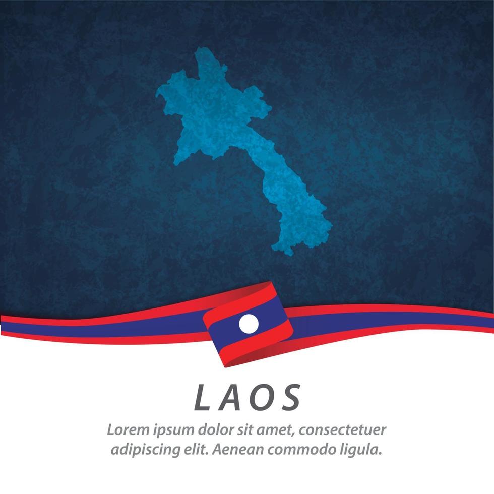 bandera de laos con mapa vector