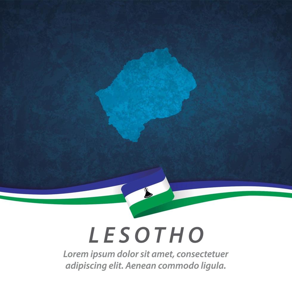 Lesotho flag with map vector