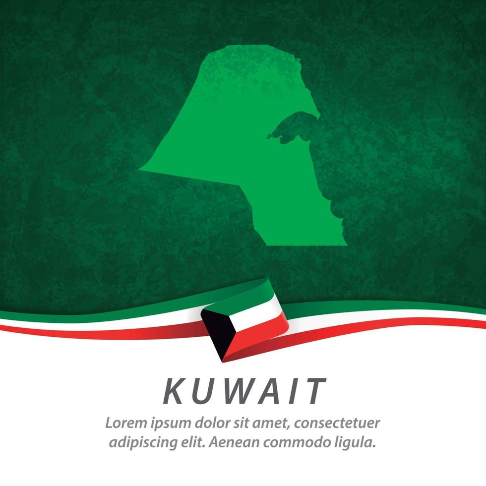 bandera de kuwait con mapa vector