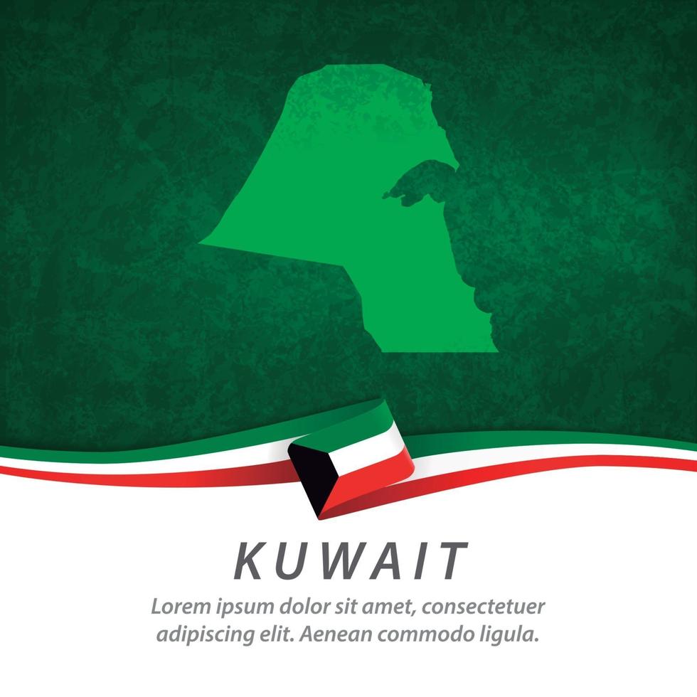 Kuwait flag with map vector