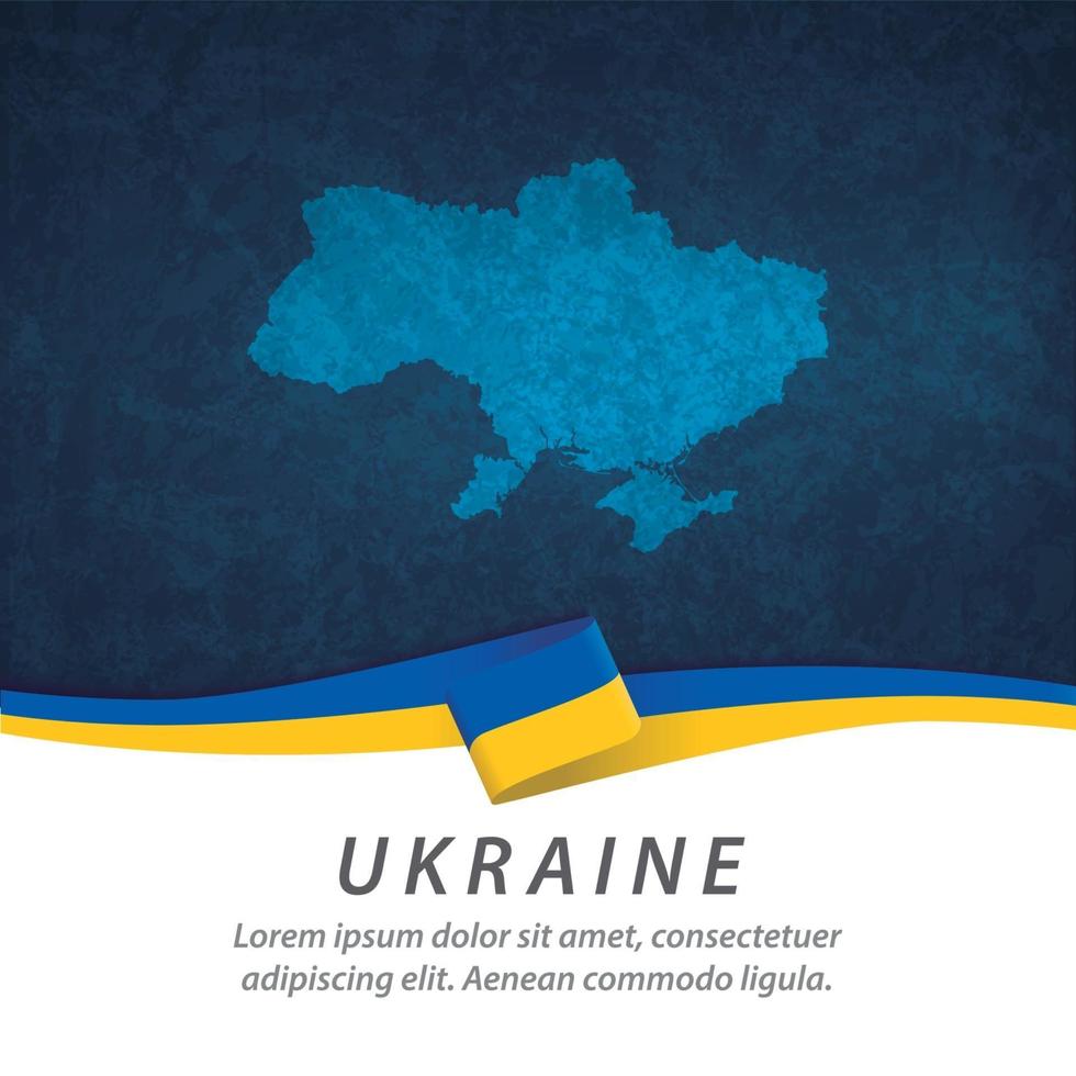 Ukraine flag with map vector